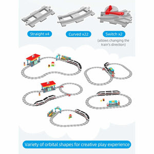 Bloques Kids Tren y Estaciones (109 Piezas) Motorizado Tipo Lego Cada C31021W